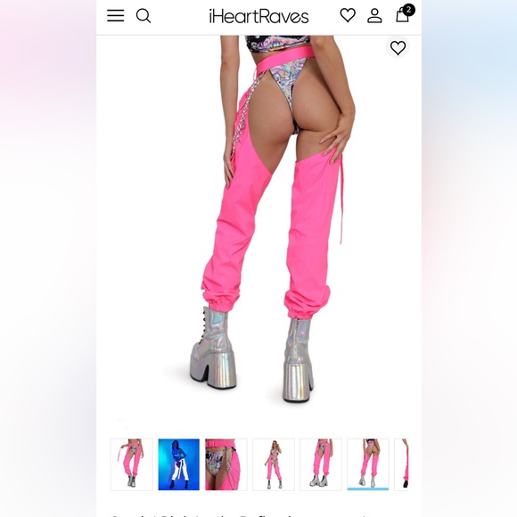 Iheartraves Servin' Pink Looks Reflective Chained Chaps - Picture 3 of 5